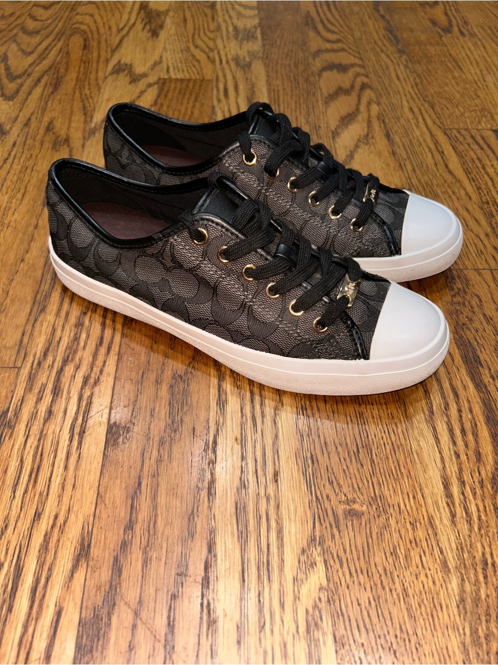 Coach Empire Signature Jacquard Sneakers Black White Size 8.5 - Picture 4 of 11